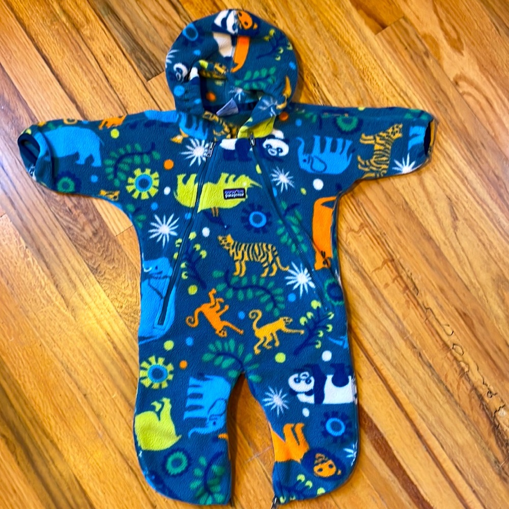 Patagonia 6M Fleece Bunting Animal Print